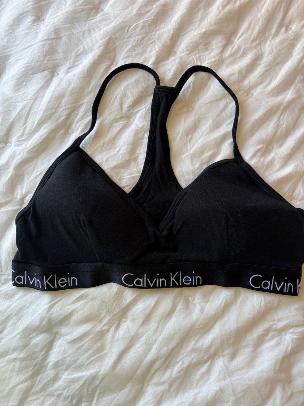 Calvin Klein Black Logo Band Racerback Bralette